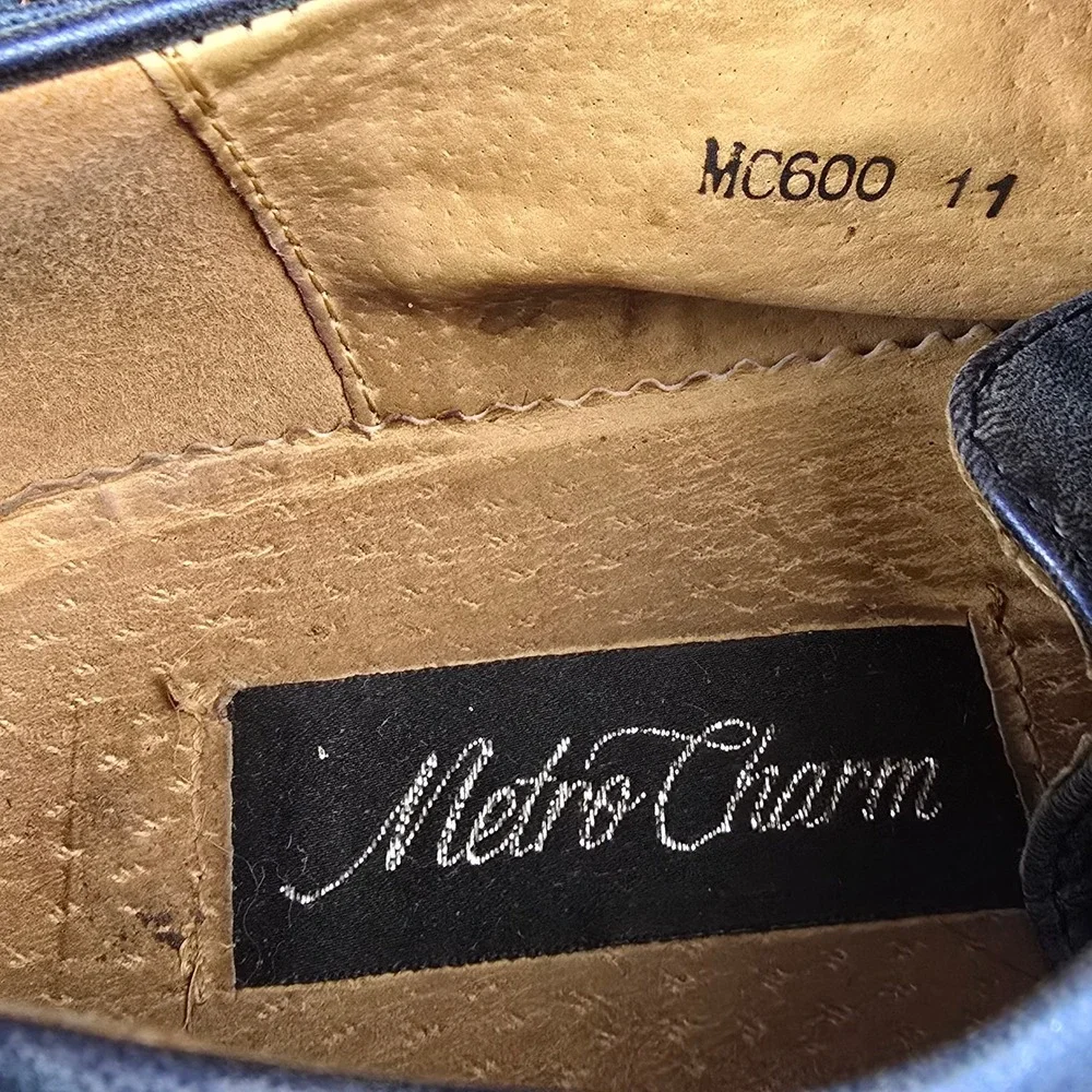 Metro Charm MC600 Mens Size 11 Blue Distressed Cap Toe Oxford Casual Dress Shoes